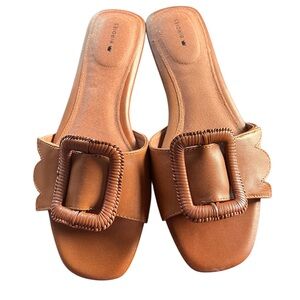 Birdies The Kiwi Cognac Brown Leather Sandals
